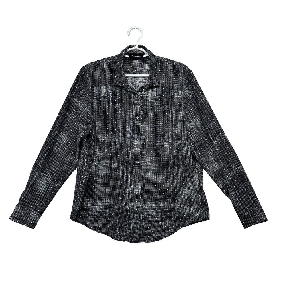 The Kooples Black and White Textured Button-Down Shirt